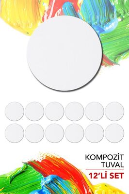 15 cm Pres Kompozit Yuvarlak Tuval 12'li Set