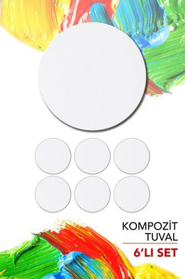 15 cm Pres Kompozit Yuvarlak Tuval 6'lı Set