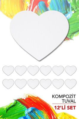 20 cm Kalp Pres Kompozit Tuval 12'li Set