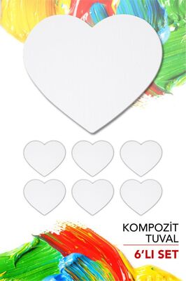 20 cm Kalp Pres Kompozit Tuval 6'lı Set