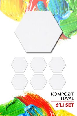 30x35 cm Pres Kompozit Altıgen Tuval 6'lı Set