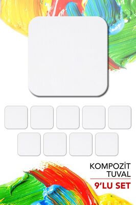 32x32 cm Pres Kompozit Radius Kesim Tuval 9'lu Set