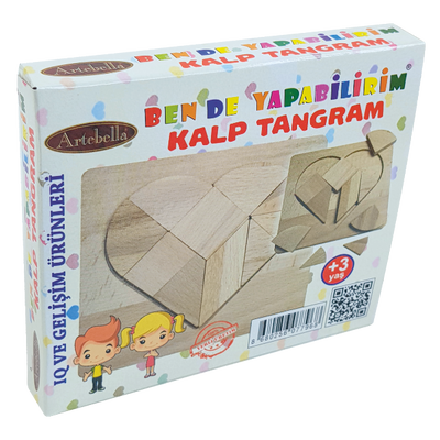 Eğitici Zeka Oyunları I Doğal Ahşap Kalp Tangram +3 Yaş