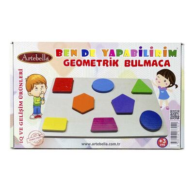 Eğitici Zeka Oyunları I Ahşap Geometrik Bulmaca +3 Yaş