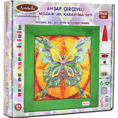 01 I Çocuk Ahşap Çerçeveli Mozaik Jel Kabartma Seti 20x20 cm