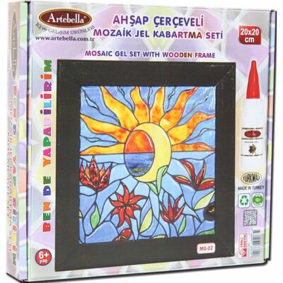 02 I Çocuk Ahşap Çerçeveli Mozaik Jel Kabartma Seti 20x20 cm