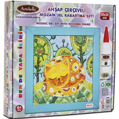 03 I Çocuk Ahşap Çerçeveli Mozaik Jel Kabartma Seti 20x20 cm