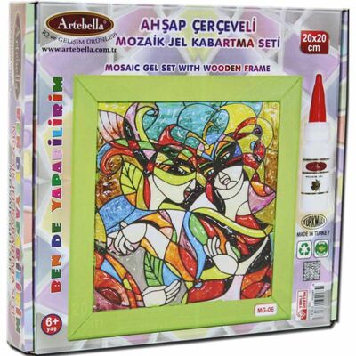 06 I Çocuk Ahşap Çerçeveli Mozaik Jel Kabartma Seti 20x20 cm