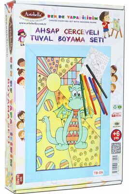 09 I Ahşap Çerçeveli Mandala Tuval Boyama Seti + 6 Yaş 20x30 cm