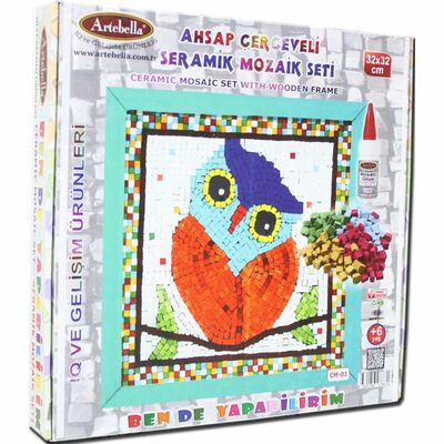 01 I Çocuk Ahşap Çerçeveli Seramik Mozaik Set +6 Yaş 32x32 cm