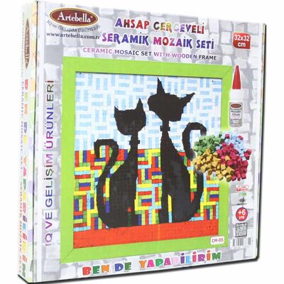 05 I Çocuk Ahşap Çerçeveli Seramik Mozaik Set +6 Yaş 32x32 cm