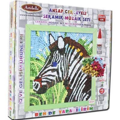 07 I Çocuk Ahşap Çerçeveli Seramik Mozaik Set +6 Yaş 32x32 cm