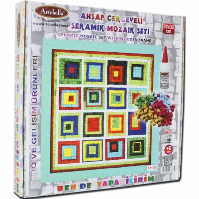 08 I Çocuk Ahşap Çerçeveli Seramik Mozaik Set +6 Yaş 32x32 cm