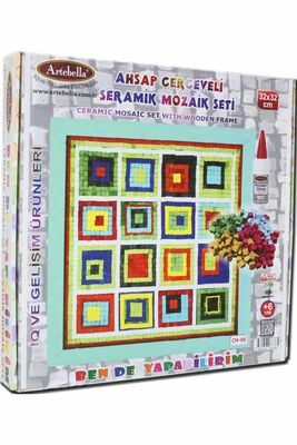 08 I Çocuk Ahşap Çerçeveli Seramik Mozaik Set +6 Yaş 32x32 cm