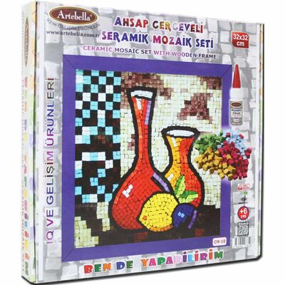 10 I Çocuk Ahşap Çerçeveli Seramik Mozaik Set +6 Yaş 32x32 cm