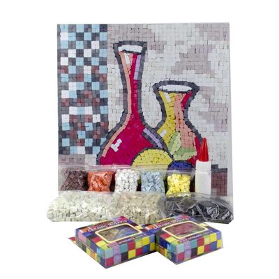 10 I Çocuk Ahşap Çerçeveli Seramik Mozaik Set +6 Yaş 32x32 cm