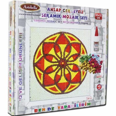 12 I Çocuk Ahşap Çerçeveli Seramik Mozaik Set +6 Yaş 32x32 cm