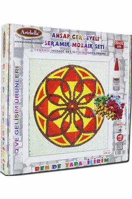 12 I Çocuk Ahşap Çerçeveli Seramik Mozaik Set +6 Yaş 32x32 cm