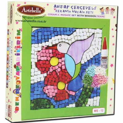 12 I Çocuk Ahşap Çerçeveli Seramik Mozaik Set 20x20 cm