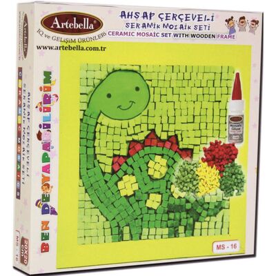 16 I Çocuk Ahşap Çerçeveli Seramik Mozaik Set 20x20 cm