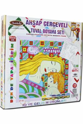 02 I Eğitici Ahşap Çerçeveli Tuval Boyama Seti + 6 Yaş 32x32 cm