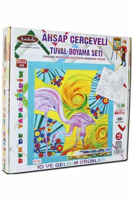 03 I Eğitici Ahşap Çerçeveli Tuval Boyama Seti + 6 Yaş 32x32 cm