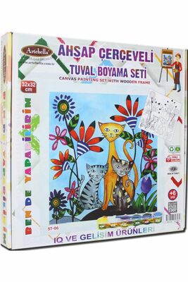 06 I Eğitici Ahşap Çerçeveli Tuval Boyama Seti + 6 Yaş 32x32 cm