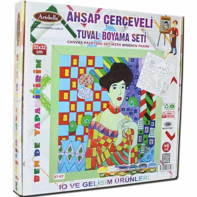 07 I Eğitici Ahşap Çerçeveli Tuval Boyama Seti + 6 Yaş 32x32 cm