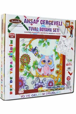 08 I Eğitici Ahşap Çerçeveli Tuval Boyama Seti + 6 Yaş 32x32 cm