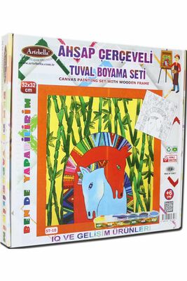 10 I Eğitici Ahşap Çerçeveli Tuval Boyama Seti + 6 Yaş 32x32 cm