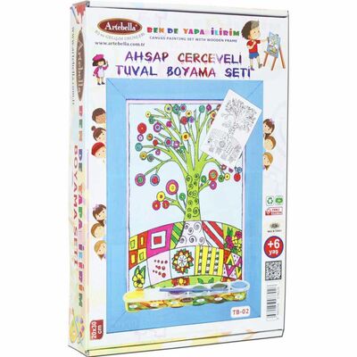 02 I Eğitici Ahşap Çerçeveli Tuval Boyama Seti + 6 Yaş 20x30 cm