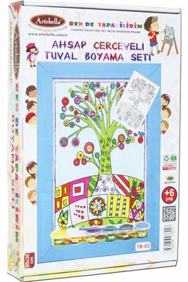 02 I Eğitici Ahşap Çerçeveli Tuval Boyama Seti + 6 Yaş 20x30 cm