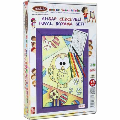 07 I Ahşap Çerçeveli Mandala Tuval Boyama Seti + 6 Yaş 20x30 cm