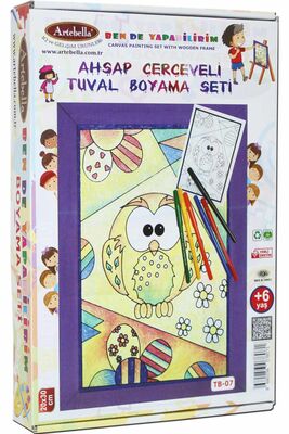 07 I Ahşap Çerçeveli Mandala Tuval Boyama Seti + 6 Yaş 20x30 cm