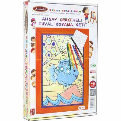 08 I Ahşap Çerçeveli Mandala Tuval Boyama Seti + 6 Yaş 20x30 cm