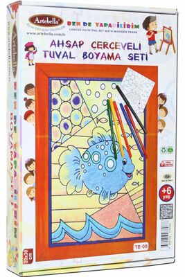 08 I Ahşap Çerçeveli Mandala Tuval Boyama Seti + 6 Yaş 20x30 cm