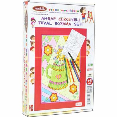 10 I Ahşap Çerçeveli Mandala Tuval Boyama Seti + 6 Yaş 20x30 cm