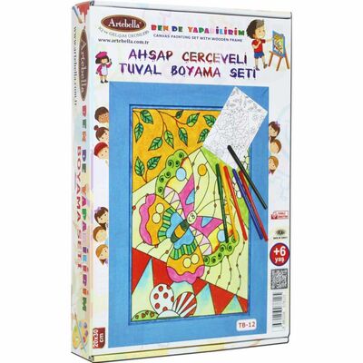 12 I Ahşap Çerçeveli Mandala Tuval Boyama Seti + 6 Yaş 20x30 cm