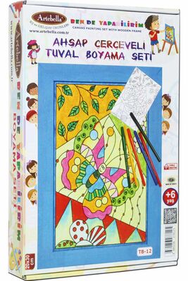 12 I Ahşap Çerçeveli Mandala Tuval Boyama Seti + 6 Yaş 20x30 cm