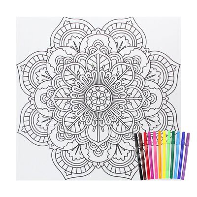 01 I Ahşap Çerçeveli Mandala Tuval Boyama Seti + 6 Yaş 32x32 cm