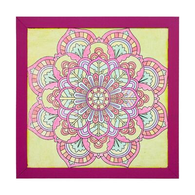 01 I Ahşap Çerçeveli Mandala Tuval Boyama Seti + 6 Yaş 32x32 cm