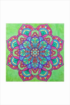 01 I Ahşap Çerçeveli Mandala Tuval Boyama Seti + 6 Yaş 32x32 cm