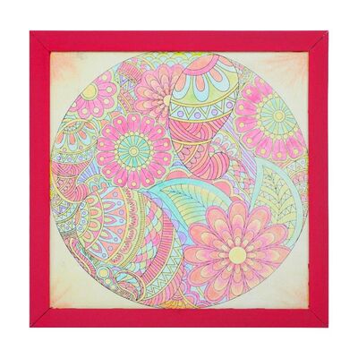 02 I Ahşap Çerçeveli Mandala Tuval Boyama Seti + 6 Yaş 32x32 cm