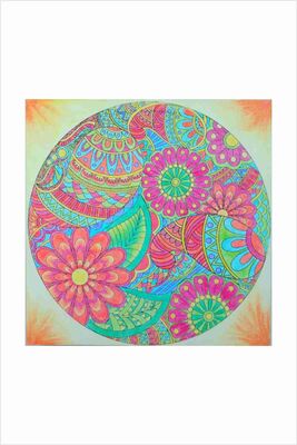 02 I Ahşap Çerçeveli Mandala Tuval Boyama Seti + 6 Yaş 32x32 cm