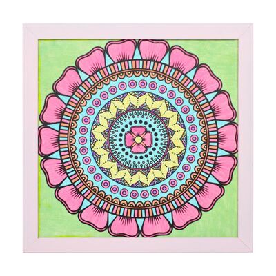 03 I Ahşap Çerçeveli Mandala Tuval Boyama Seti + 6 Yaş 32x32 cm