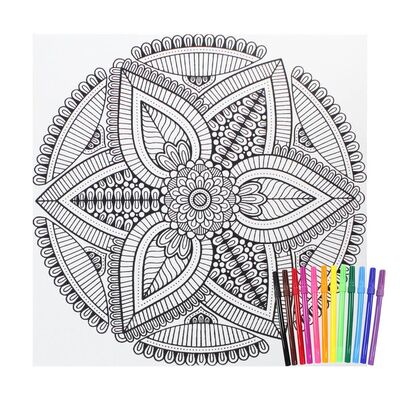 04 I Ahşap Çerçeveli Mandala Tuval Boyama Seti + 6 Yaş 32x32 cm