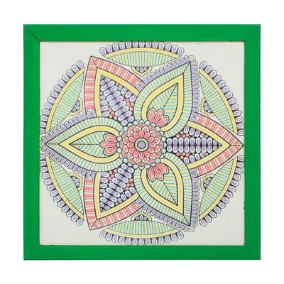 04 I Ahşap Çerçeveli Mandala Tuval Boyama Seti + 6 Yaş 32x32 cm