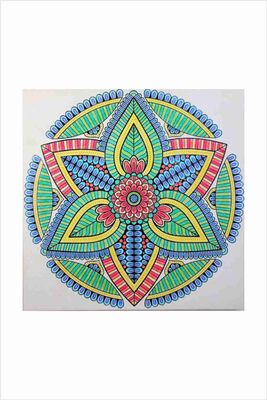 04 I Ahşap Çerçeveli Mandala Tuval Boyama Seti + 6 Yaş 32x32 cm