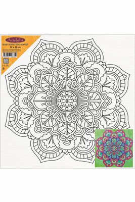 Çiçek Motifli Mandala Pres Tuval Boyama 32x32 cm