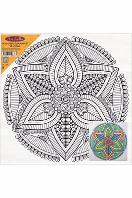 Çiçek Motifli Mandala Pres Tuval Boyama 32x32 cm